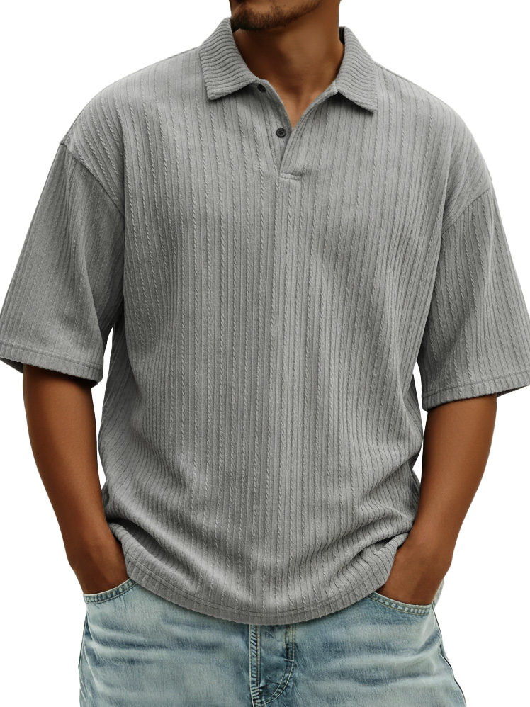 Men's Fashionable Casual Jacquard Collared Short-Sleeve Polo Shirt