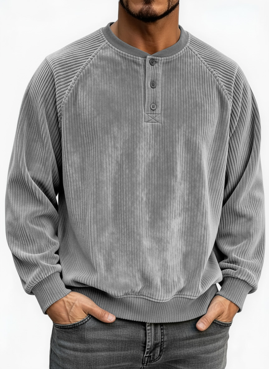 Men's Fashion Casual Raglan Sleeve Ribbed Fabric Raglan Top