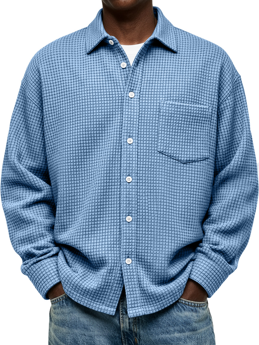 Men's Everyday Corduroy Corner Pocket Casual Solid Color Long Sleeve Shirt