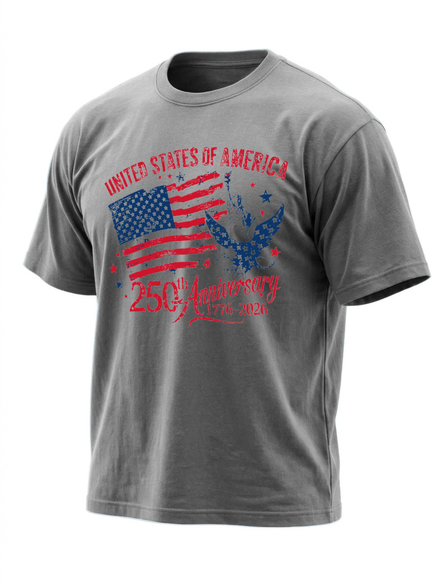 250th Anniversary Of American Independence Solid Color Round Neck Short Sleeve T-shirt