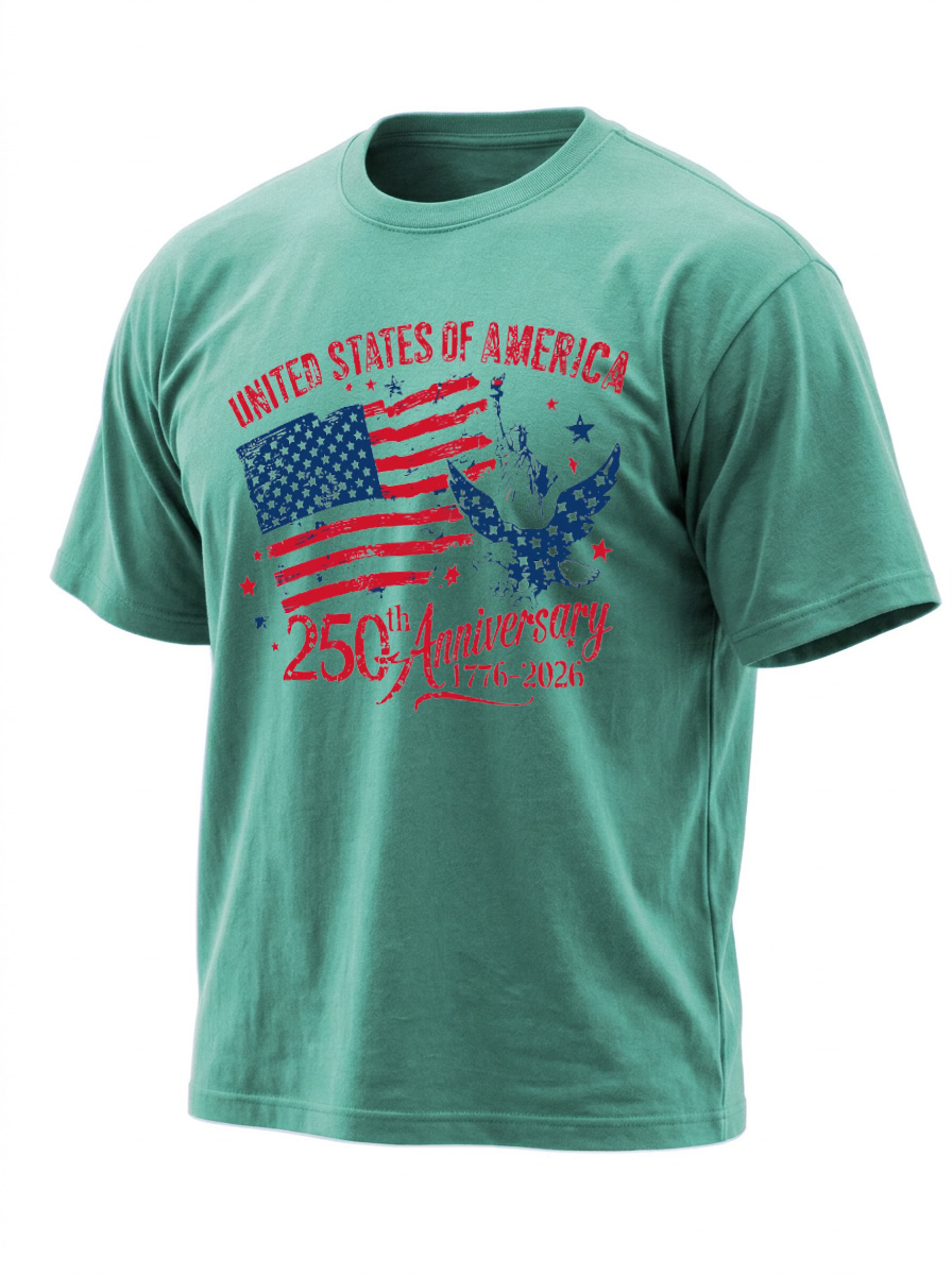 250th Anniversary Of American Independence Solid Color Round Neck Short Sleeve T-shirt