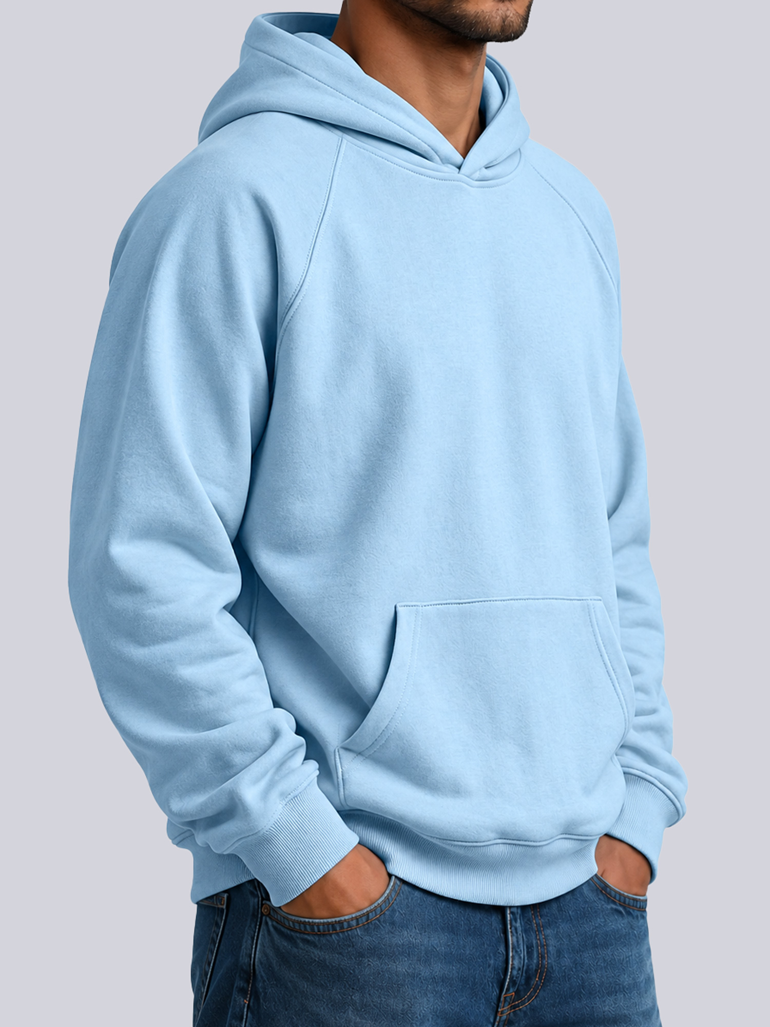 Men's Raglan-Sleeve Hooded Sweatshirt with Pockets