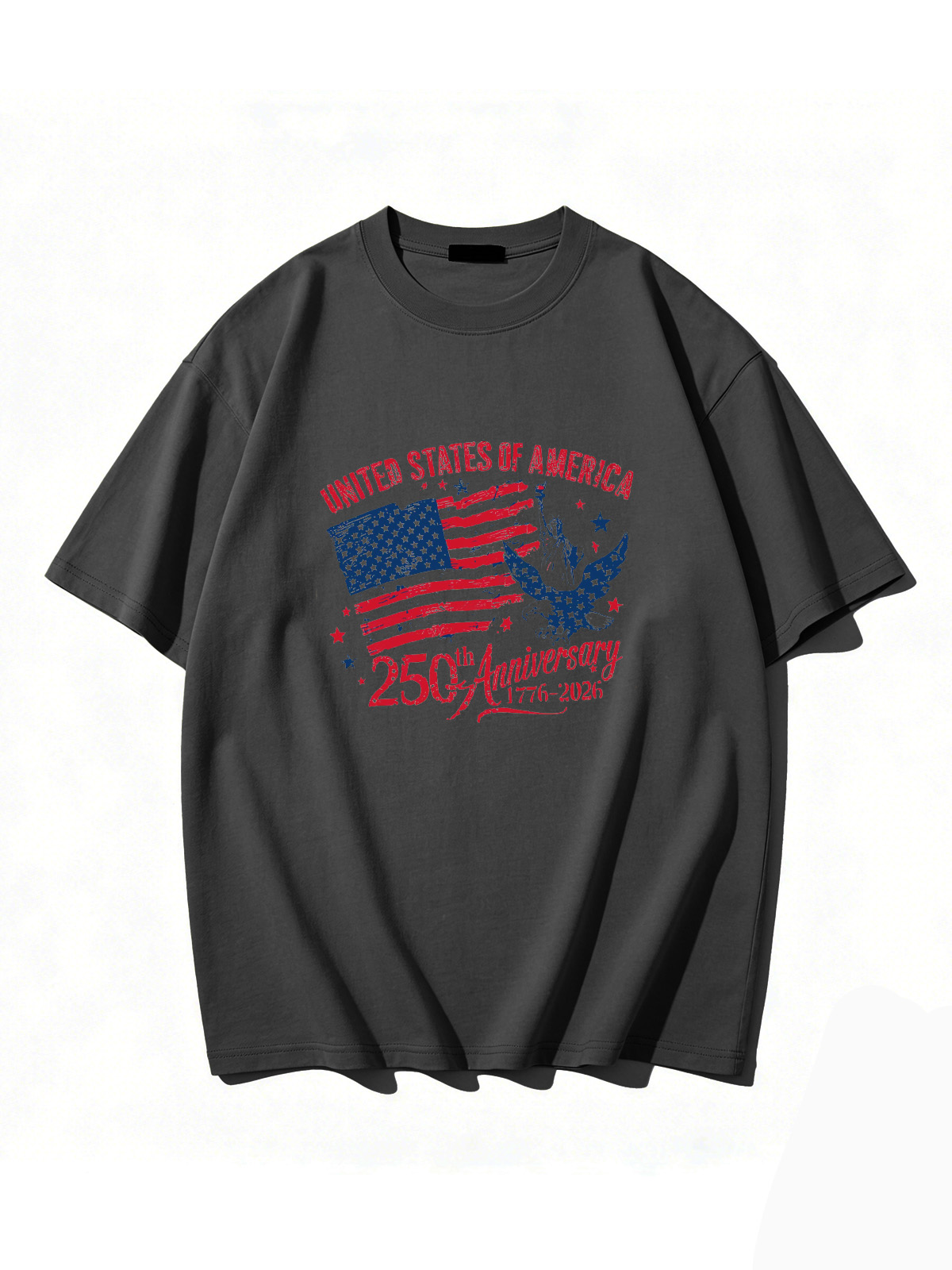 250th Anniversary Of American Independence Solid Color Round Neck Short Sleeve T-shirt