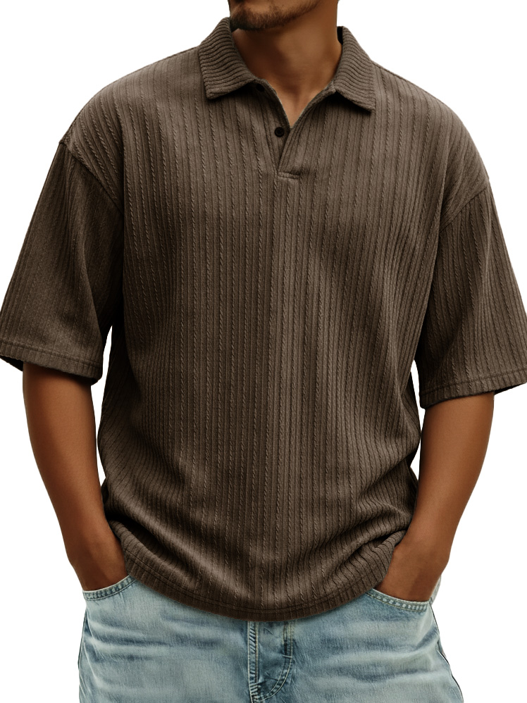 Men's Fashionable Casual Jacquard Collared Short-Sleeve Polo Shirt