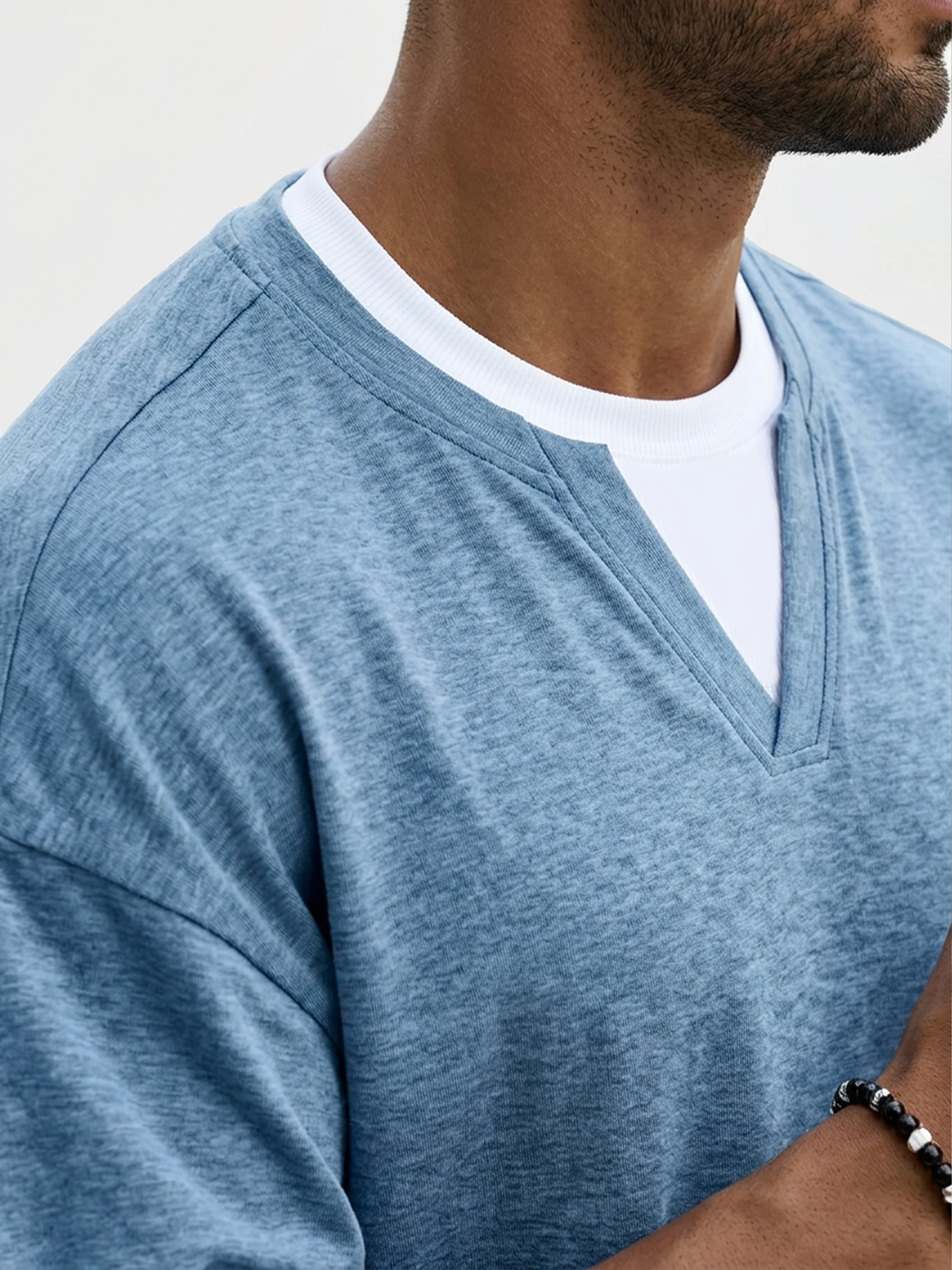 Men's Simple Faux Two-Piece Casual Comfortable Short-Sleeve T-Shirt