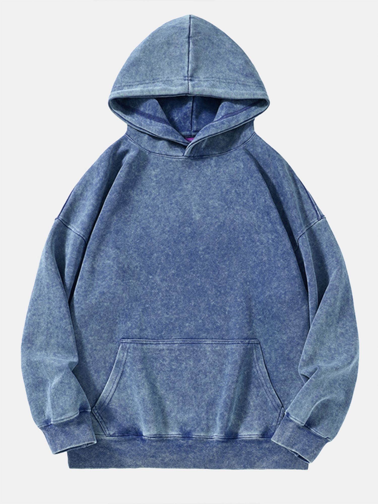 Men's Washed Cotton Hooded Sweatshirt with Pockets and Distressed Finish