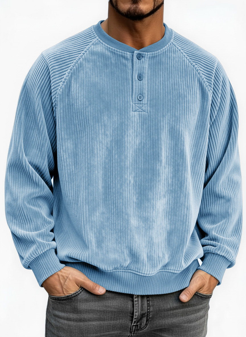 Men's Fashion Casual Raglan Sleeve Ribbed Fabric Raglan Top