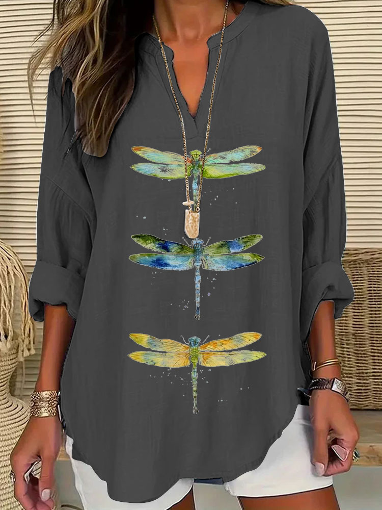 Women's Dragonfly Print Casual Shirt