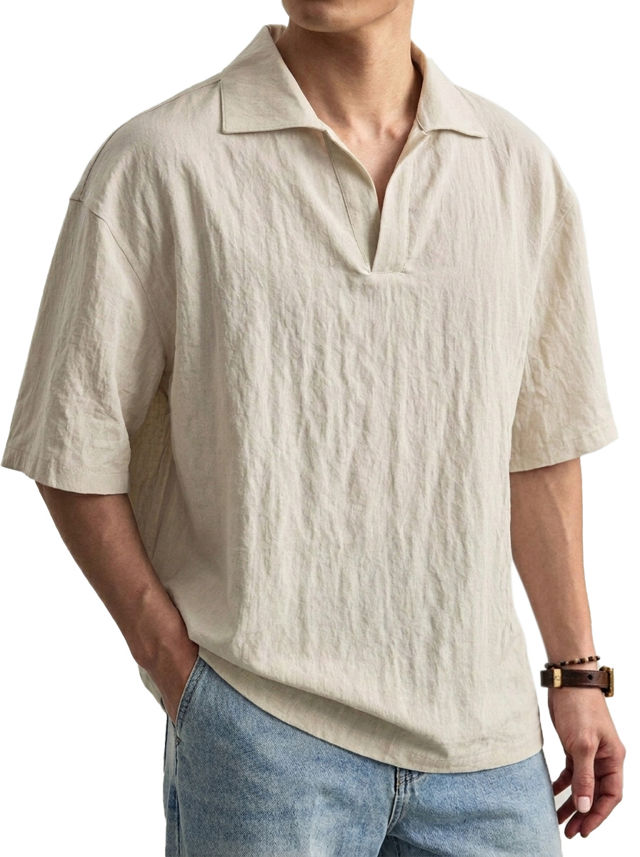 Everyday Comfortable Solid Color Seagull Collar Short-sleeved Polo Shirt