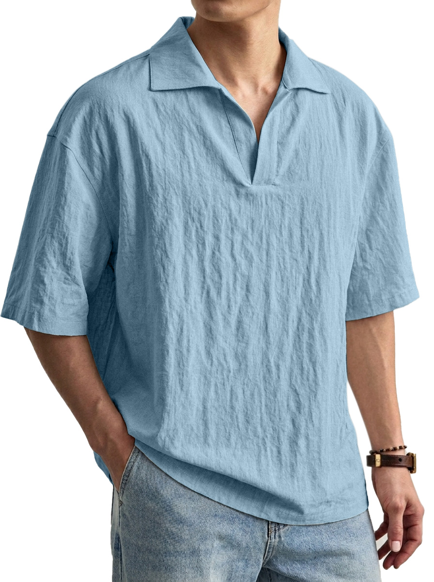 Everyday Comfortable Solid Color Seagull Collar Short-sleeved Polo Shirt