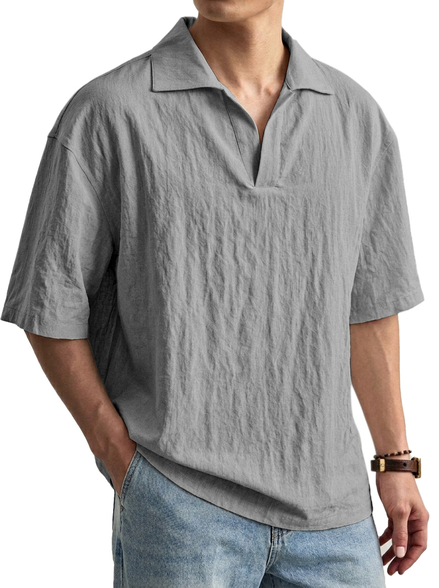 Everyday Comfortable Solid Color Seagull Collar Short-sleeved Polo Shirt