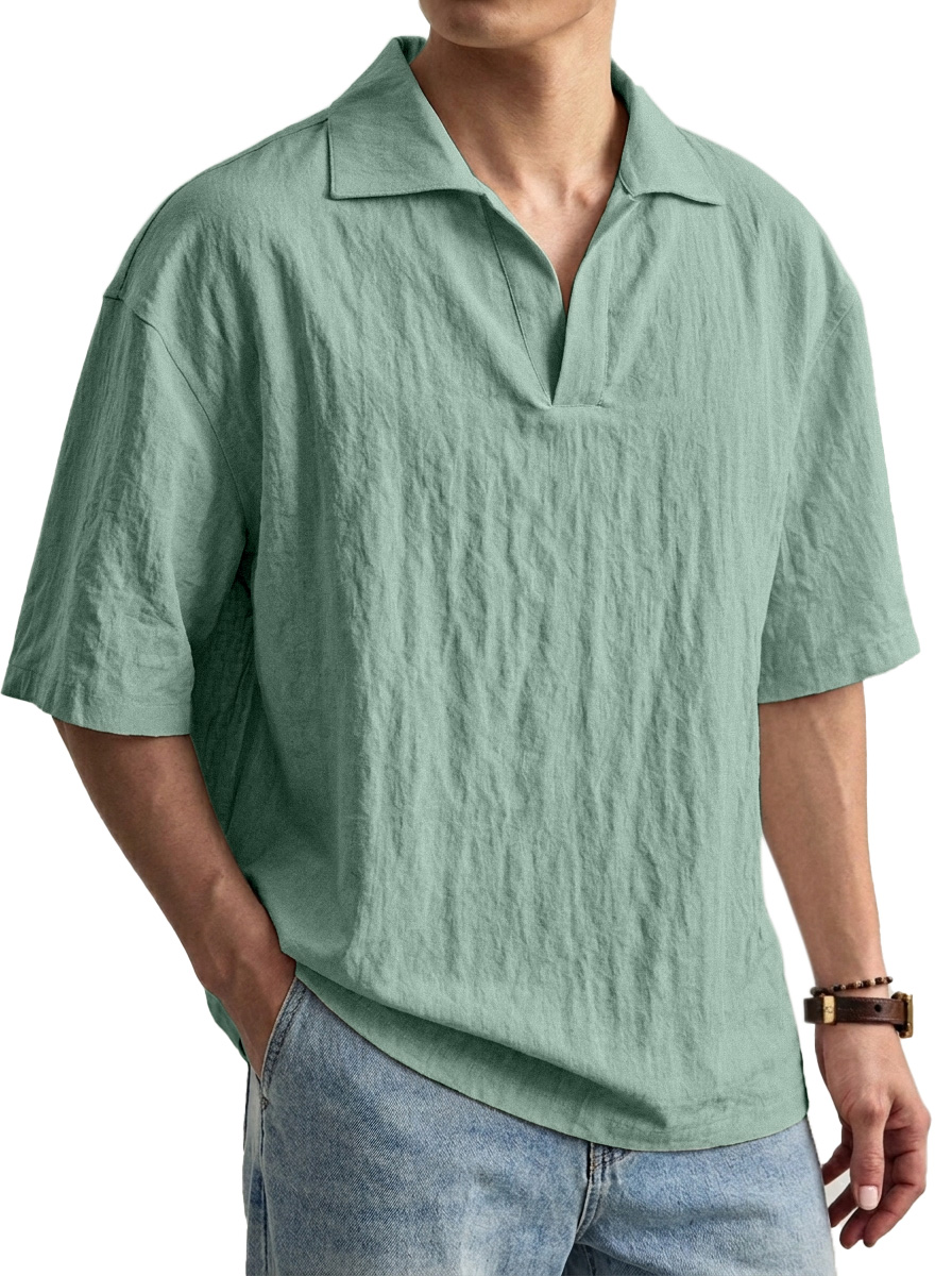 Everyday Comfortable Solid Color Seagull Collar Short-sleeved Polo Shirt