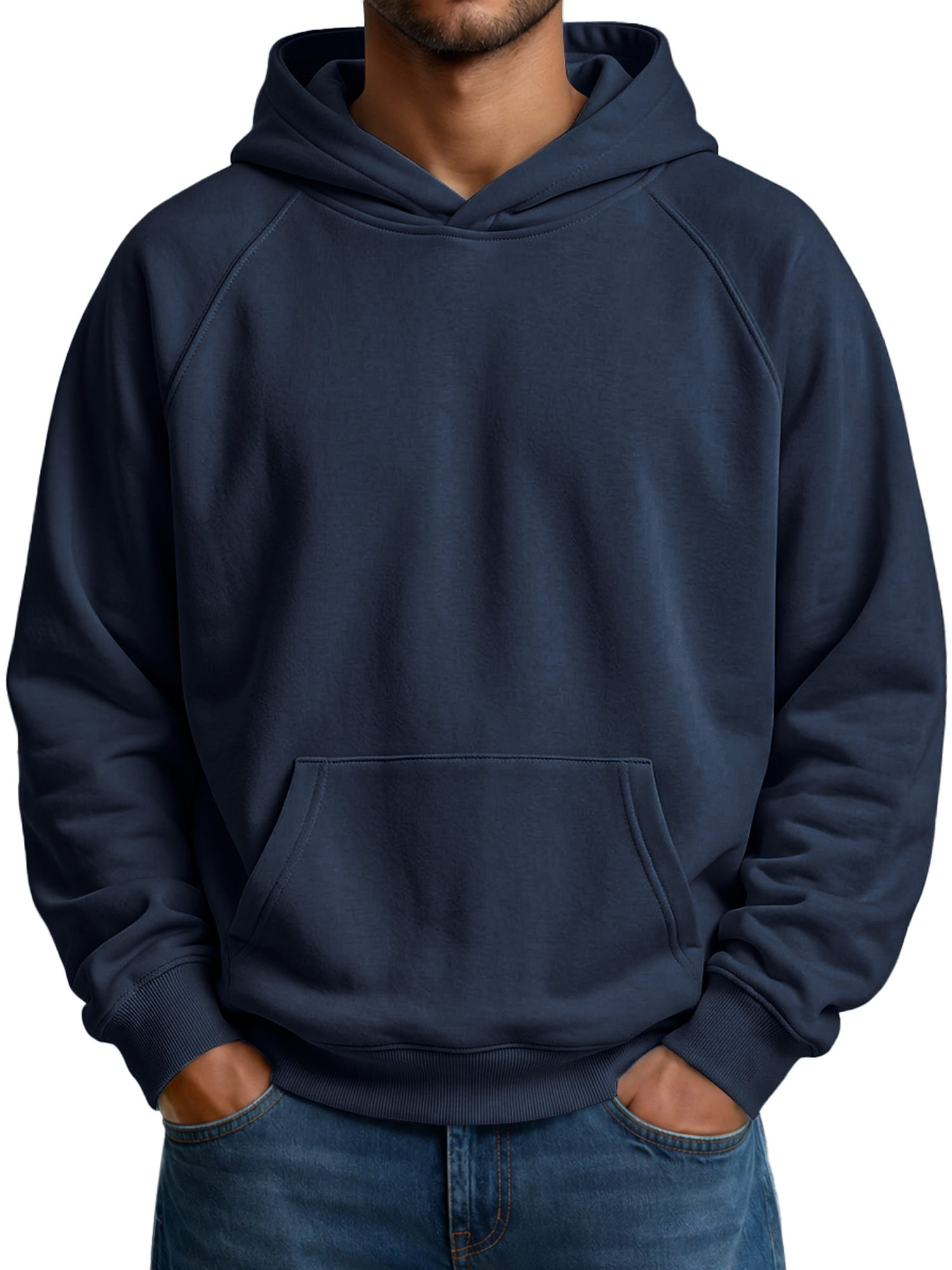 Men's Raglan-Sleeve Hooded Sweatshirt with Pockets