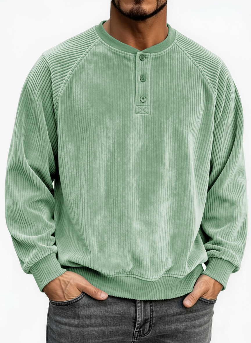 Men's Fashion Casual Raglan Sleeve Ribbed Fabric Raglan Top