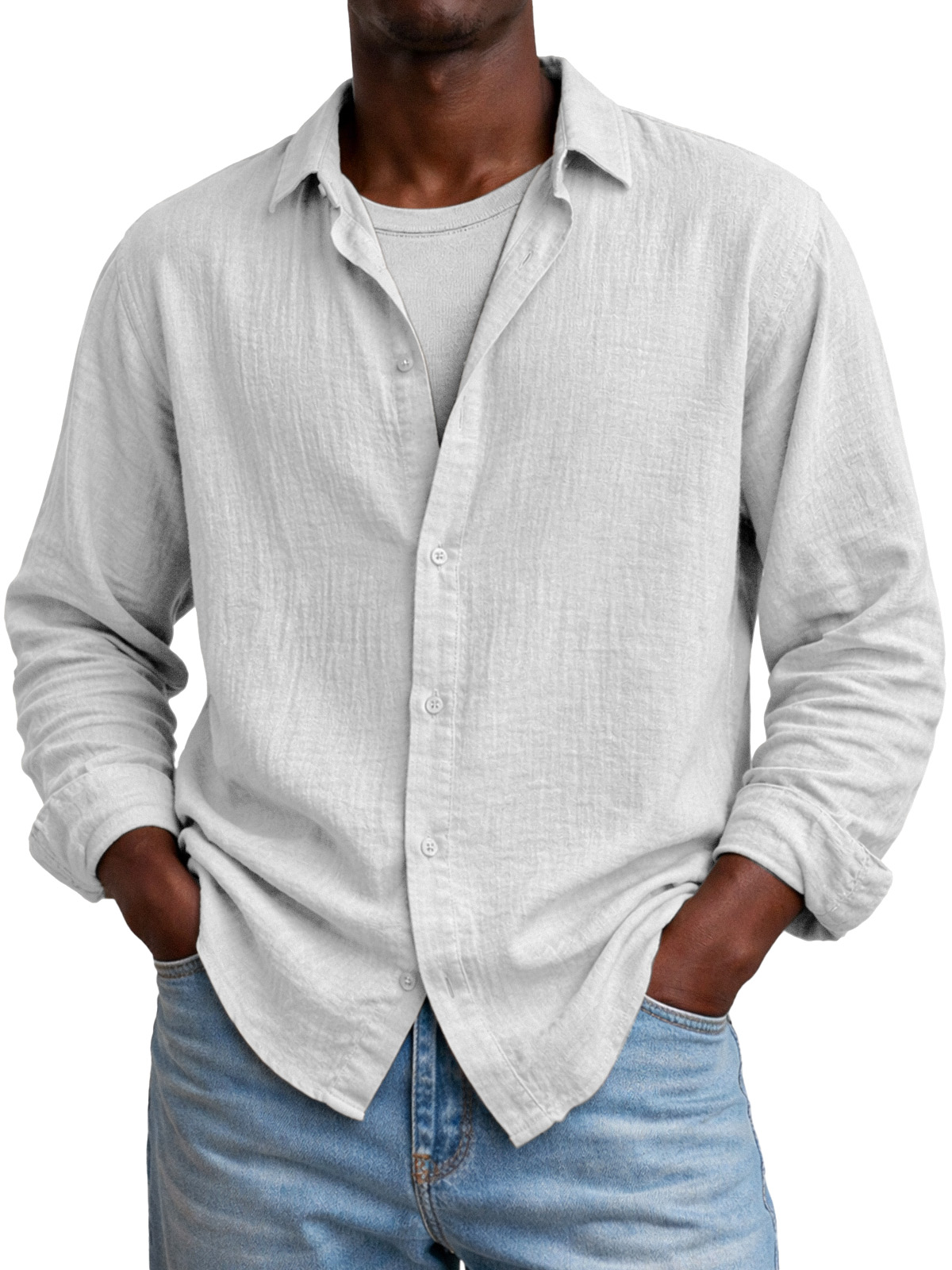 Comfortable And Breathable Versatile Solid-color Long-sleeved Shirt