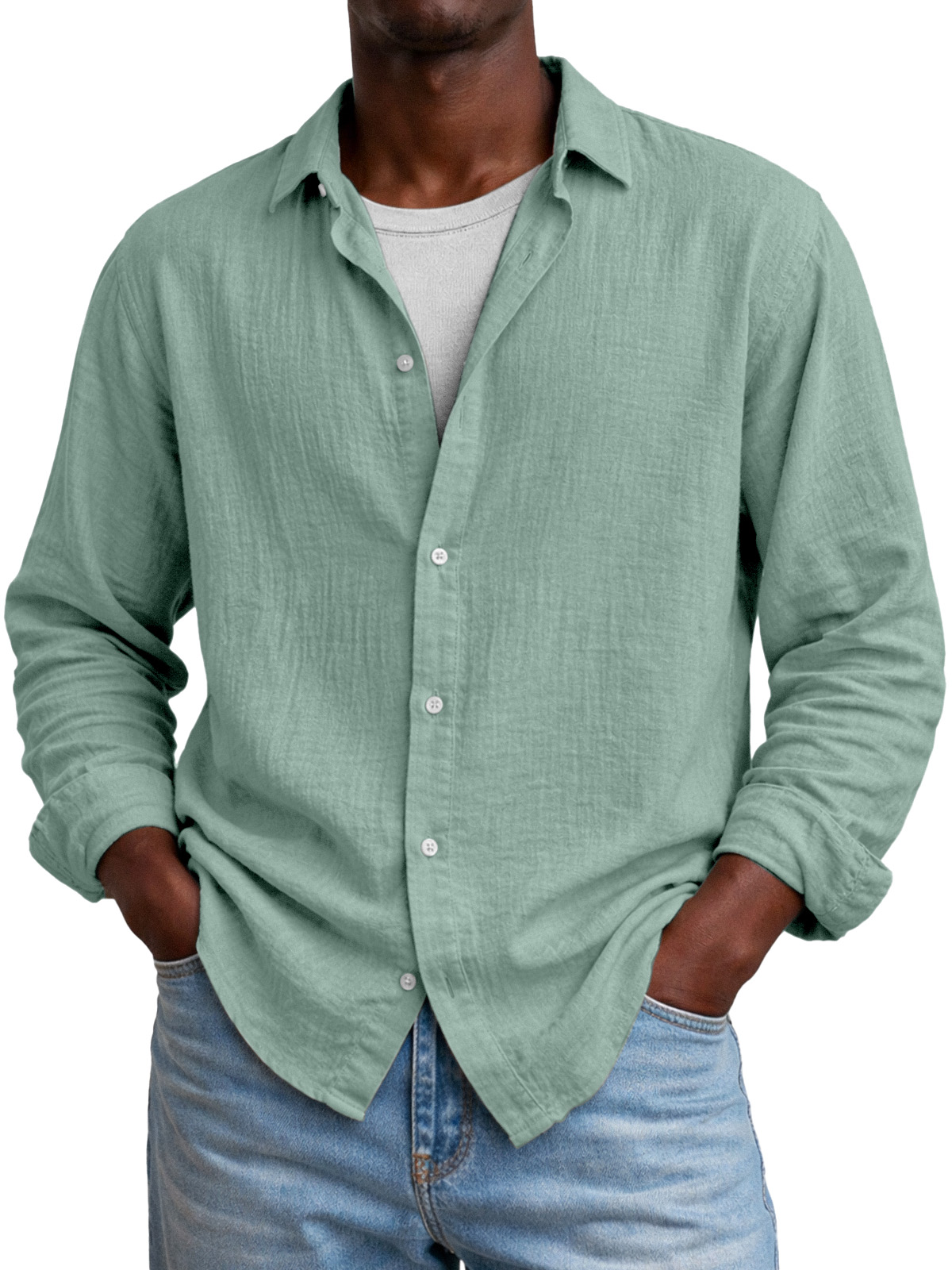 Comfortable And Breathable Versatile Solid-color Long-sleeved Shirt
