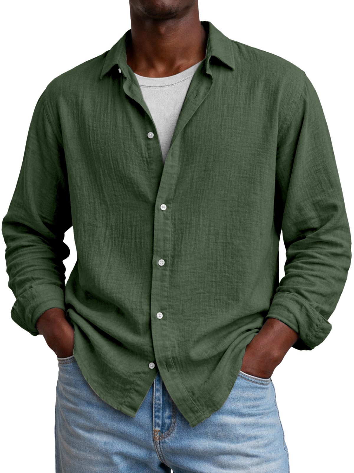 Comfortable And Breathable Versatile Solid-color Long-sleeved Shirt