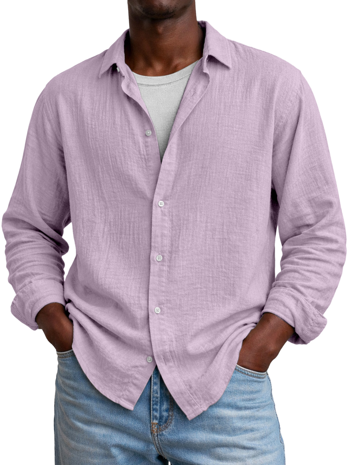 Comfortable And Breathable Versatile Solid-color Long-sleeved Shirt