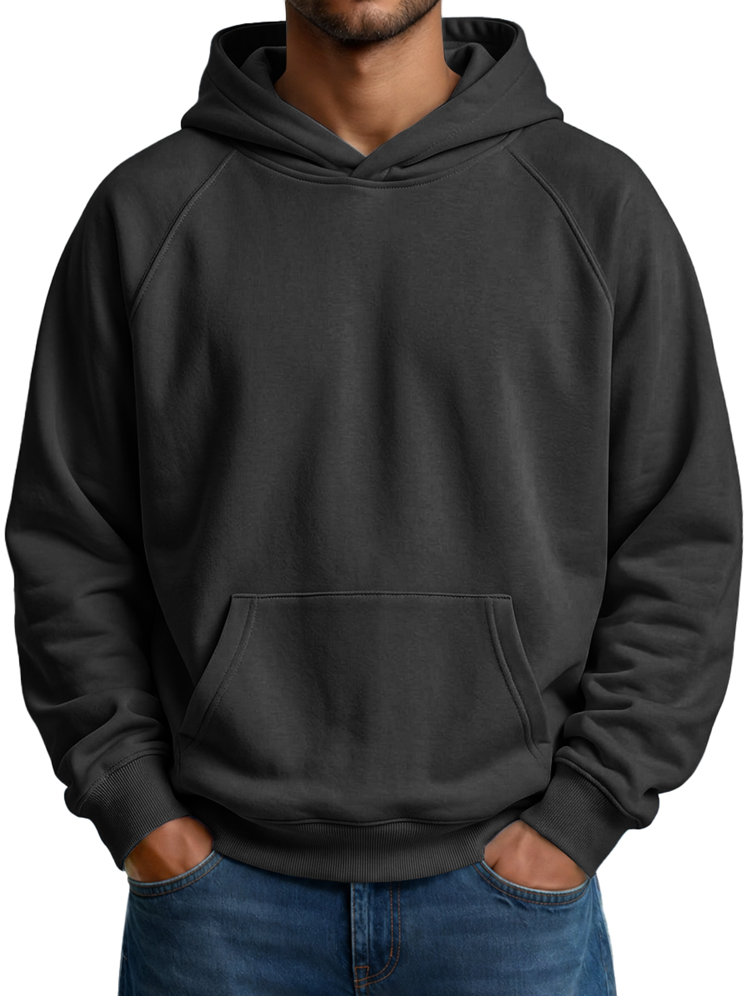 Men's Raglan-Sleeve Hooded Sweatshirt with Pockets