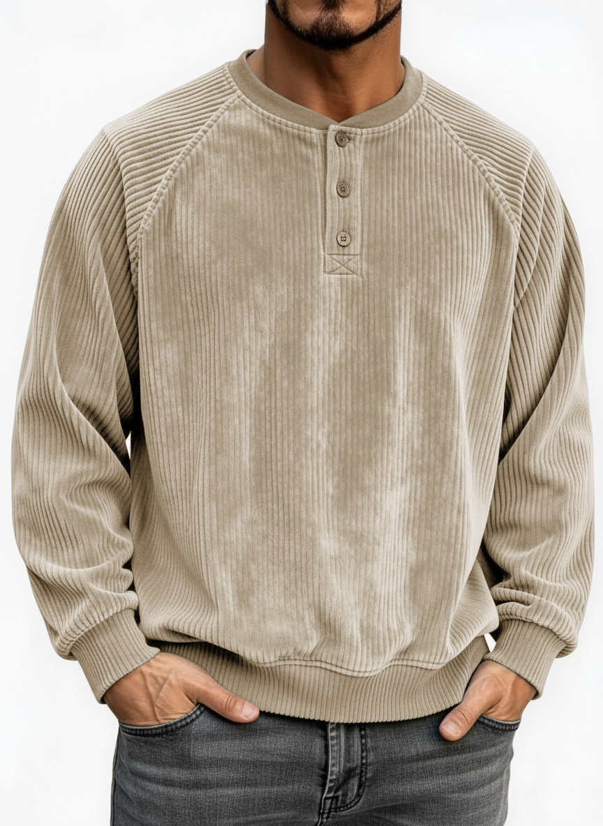 Men's Fashion Casual Raglan Sleeve Ribbed Fabric Raglan Top