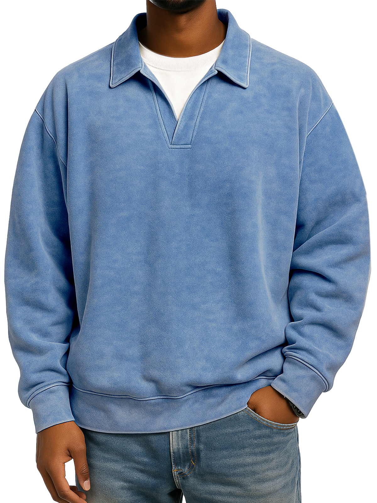 Retro Loose Casual Fake Two-piece Lapel Long-sleeved Polo Shirt