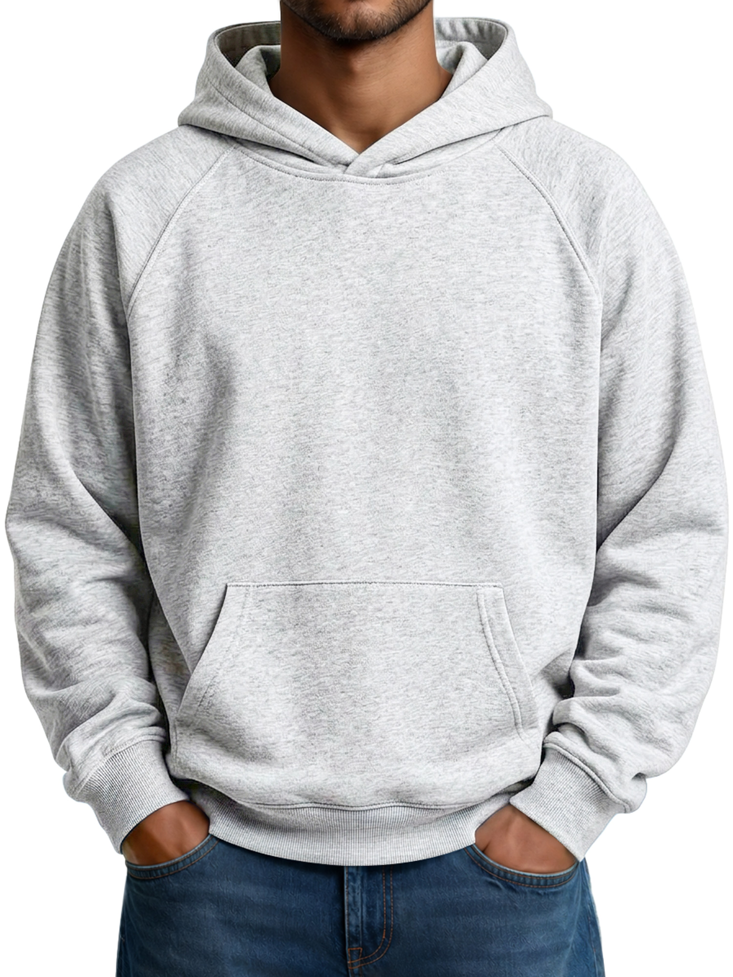 Men's Raglan-Sleeve Hooded Sweatshirt with Pockets