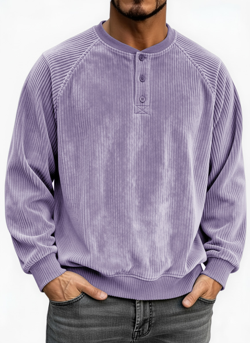 Men's Fashion Casual Raglan Sleeve Ribbed Fabric Raglan Top