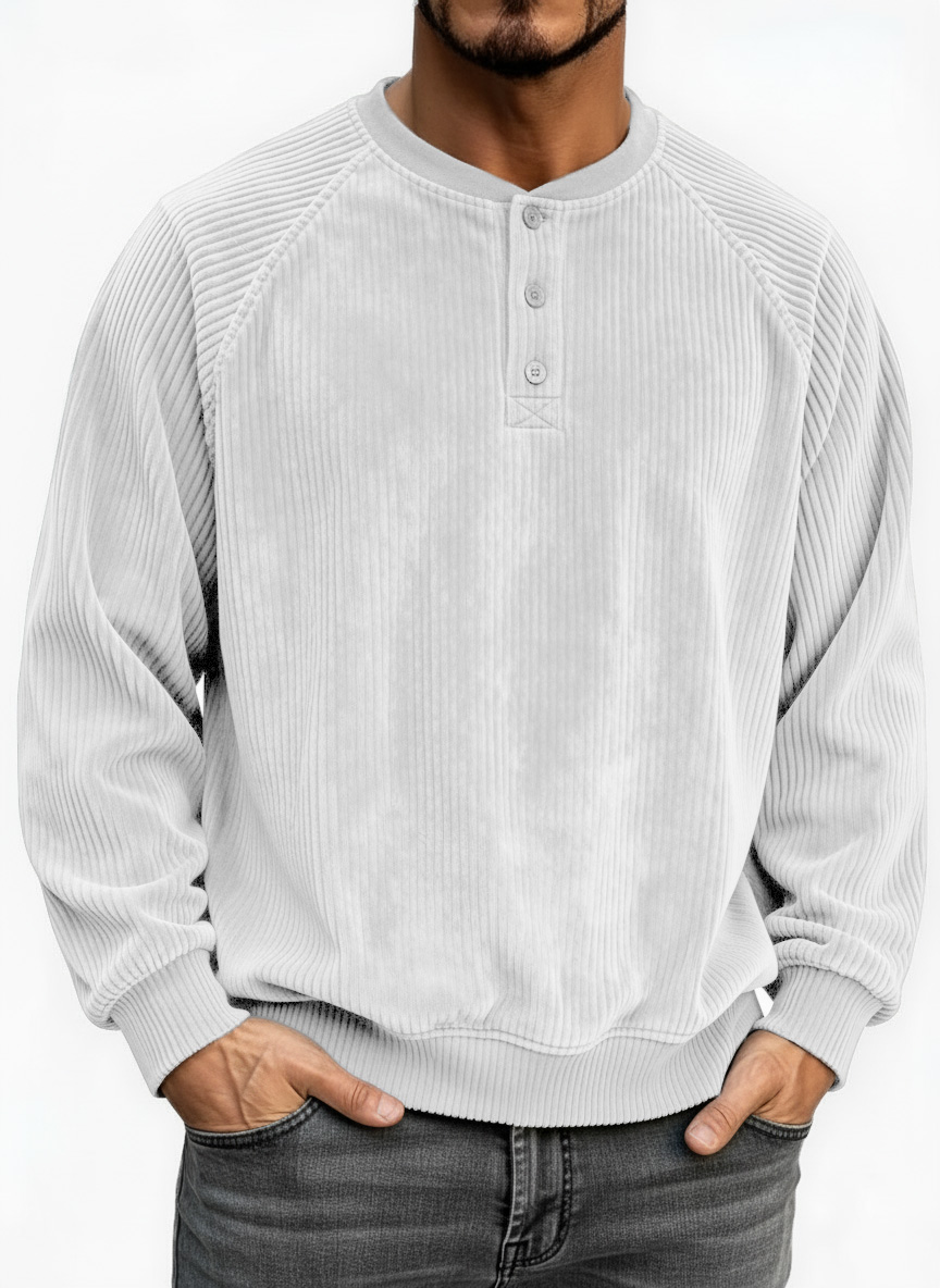 Men's Fashion Casual Raglan Sleeve Ribbed Fabric Raglan Top
