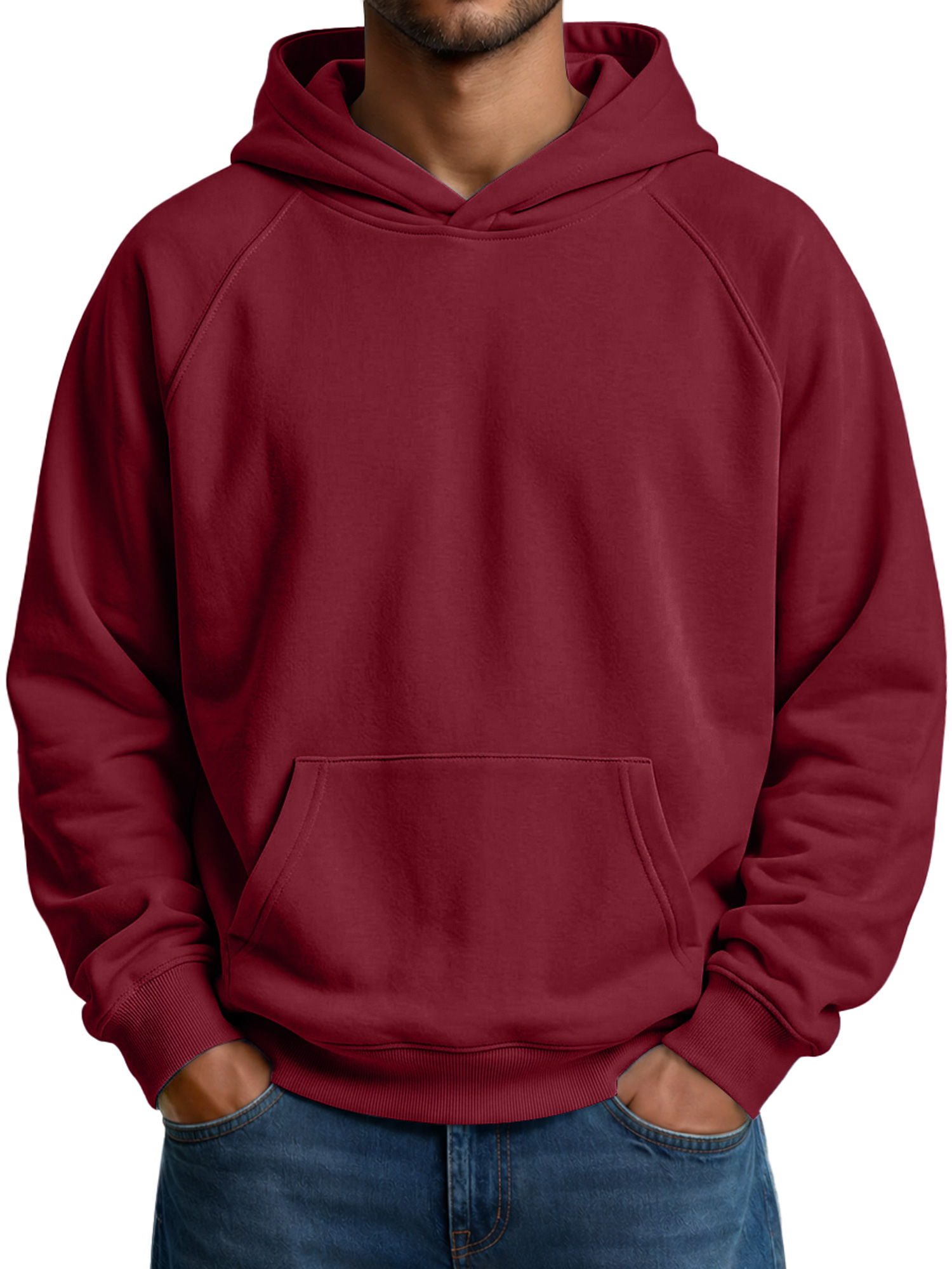 Men's Raglan-Sleeve Hooded Sweatshirt with Pockets