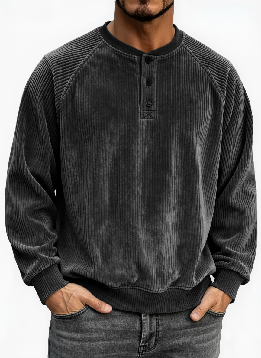 Men's Fashion Casual Raglan Sleeve Ribbed Fabric Raglan Top