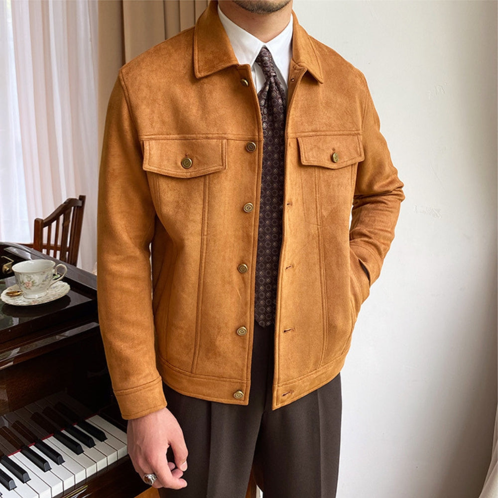 Old Money Suede Lapel Casual Jacket