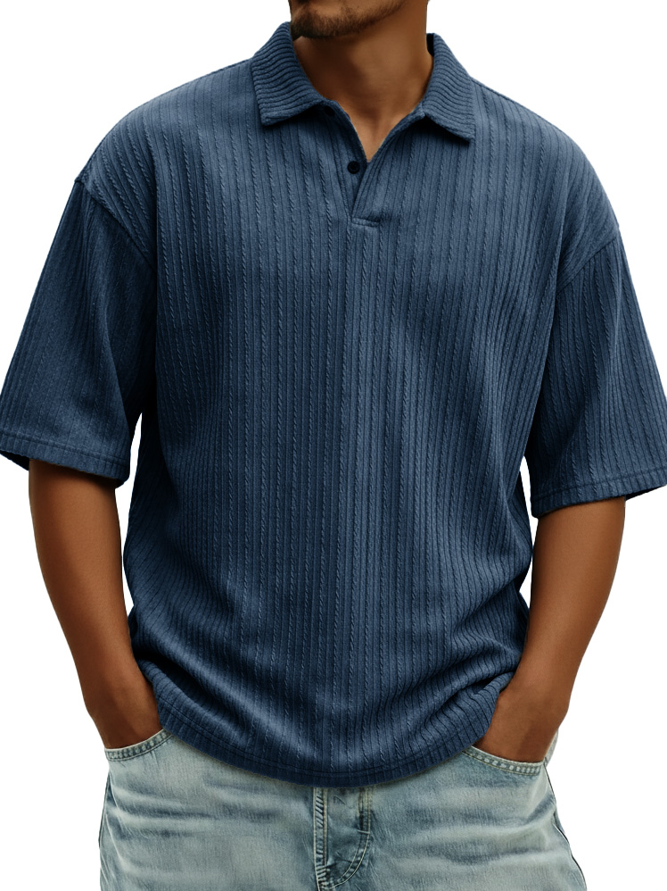 Men's Fashionable Casual Jacquard Collared Short-Sleeve Polo Shirt