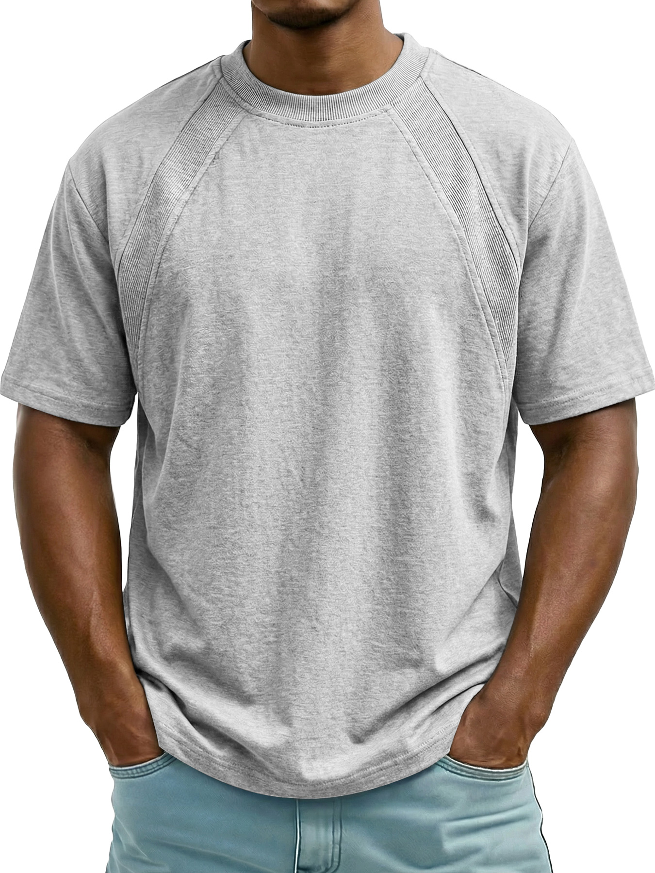 Men's Crew Neck Simple Raglan Design Casual Short Sleeve T-Shirt