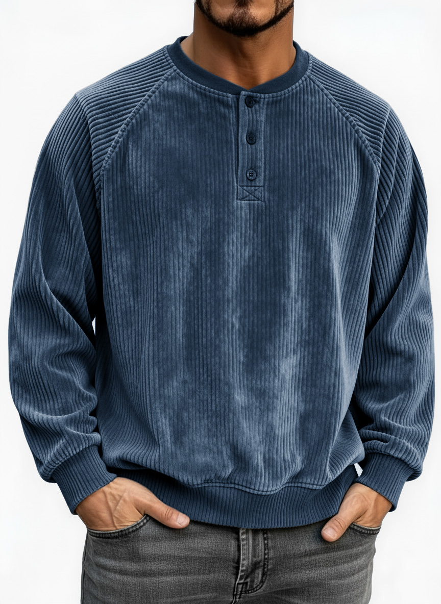 Men's Fashion Casual Raglan Sleeve Ribbed Fabric Raglan Top