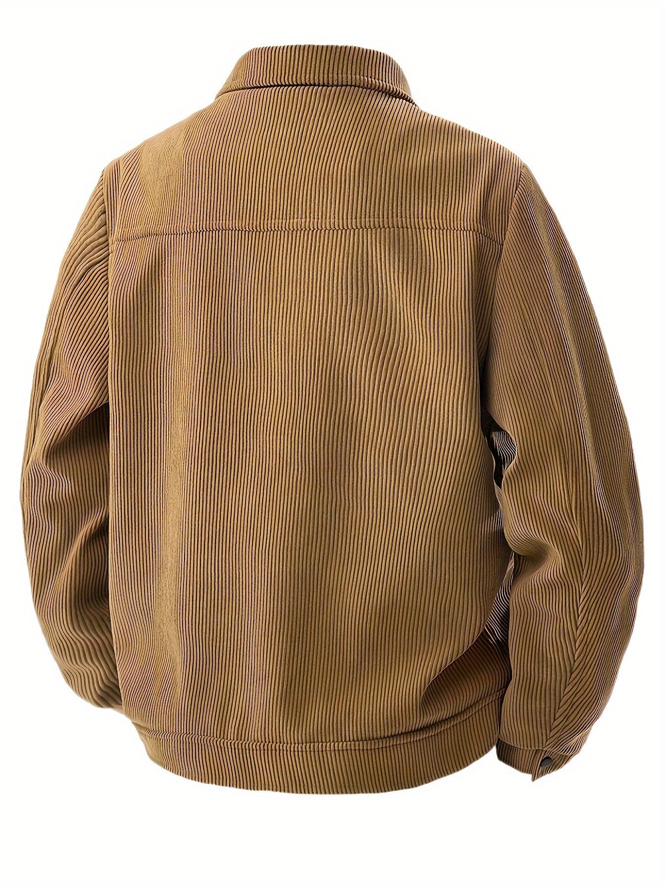 Trendy single-breasted coat with lapels in corduroy fabric.