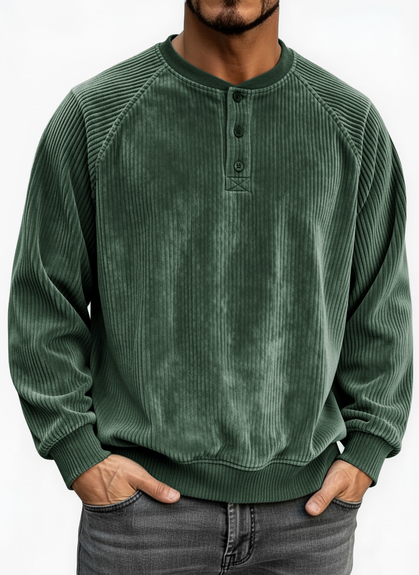 Men's Fashion Casual Raglan Sleeve Ribbed Fabric Raglan Top