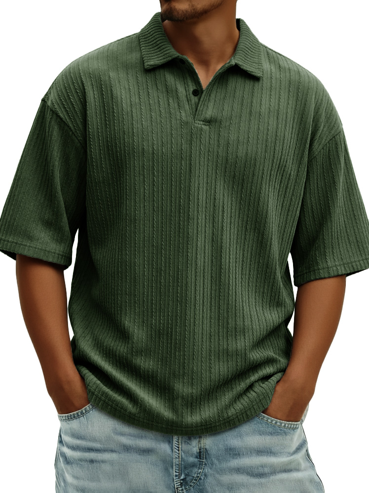 Men's Fashionable Casual Jacquard Collared Short-Sleeve Polo Shirt