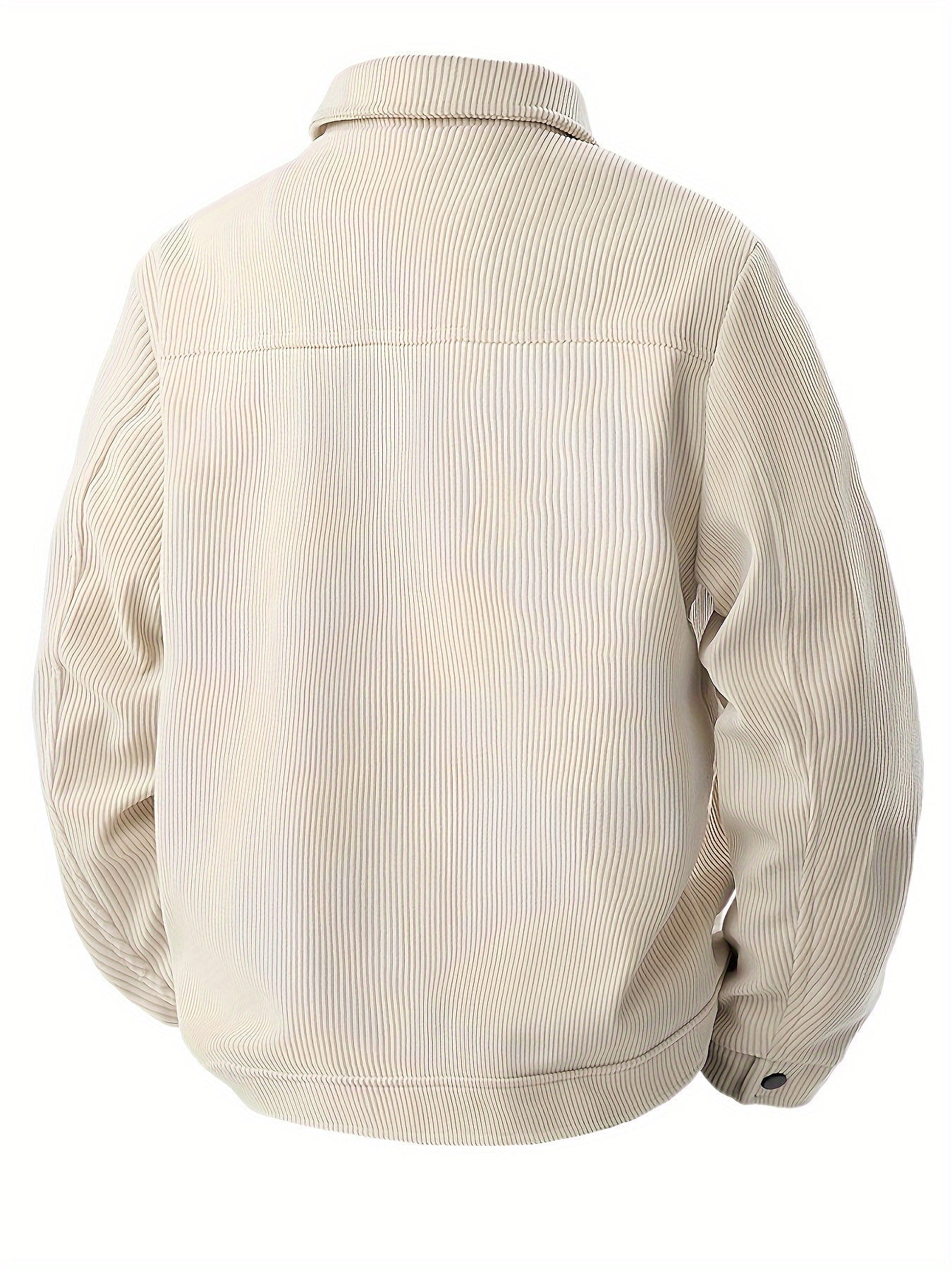 Trendy single-breasted coat with lapels in corduroy fabric.