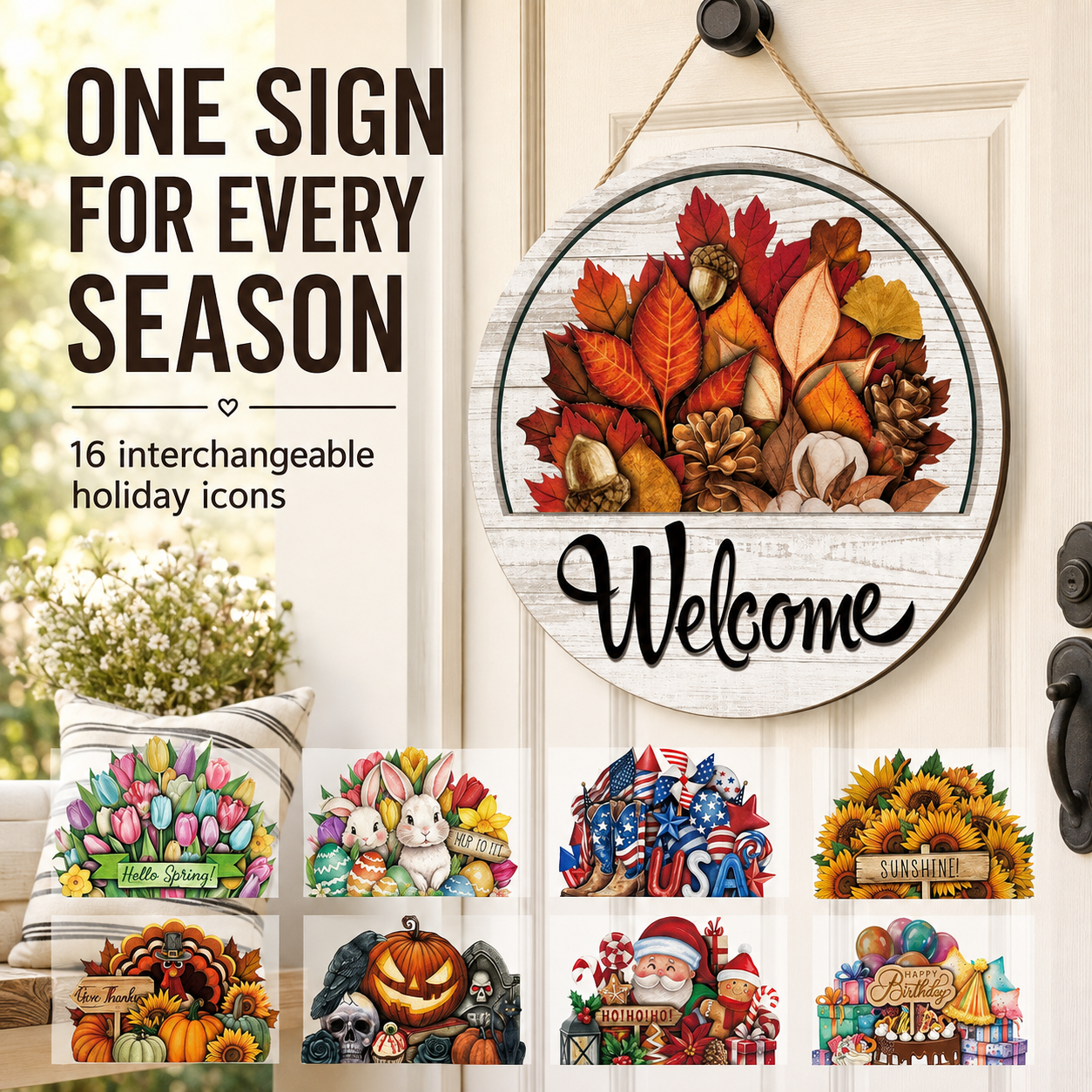 🔥 16 Pcs Interchangeable Welcome Sign for Front Door