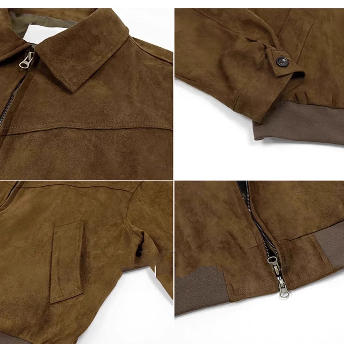 Men's Vintage Lapel Zip-Pocket Bomber Jacket