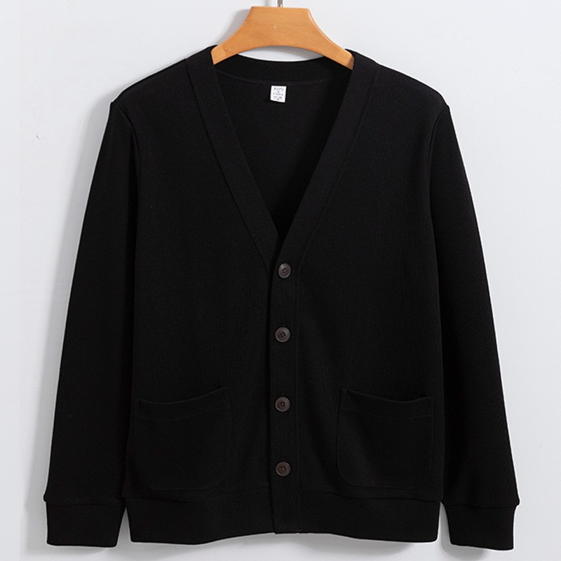 Men's V-Neck Long-Staple Cotton Loose-Fit Knit Cardigan