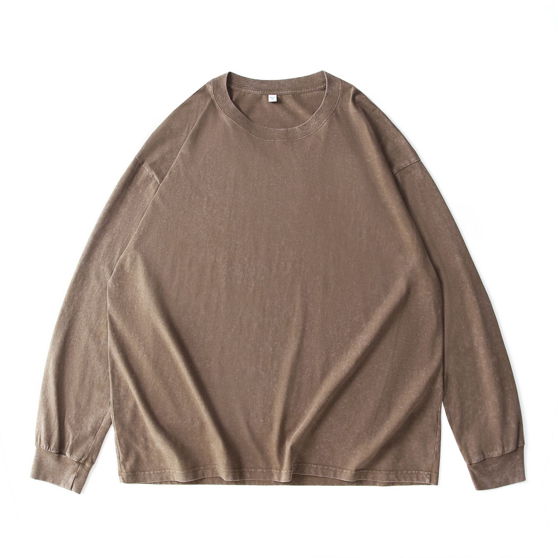 Men's Washed Long-Sleeve T-Shirt, Retro Loose Fit, Versatile Base Layer Top