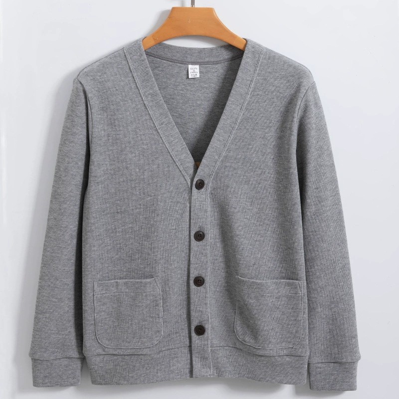 Men's V-Neck Long-Staple Cotton Loose-Fit Knit Cardigan