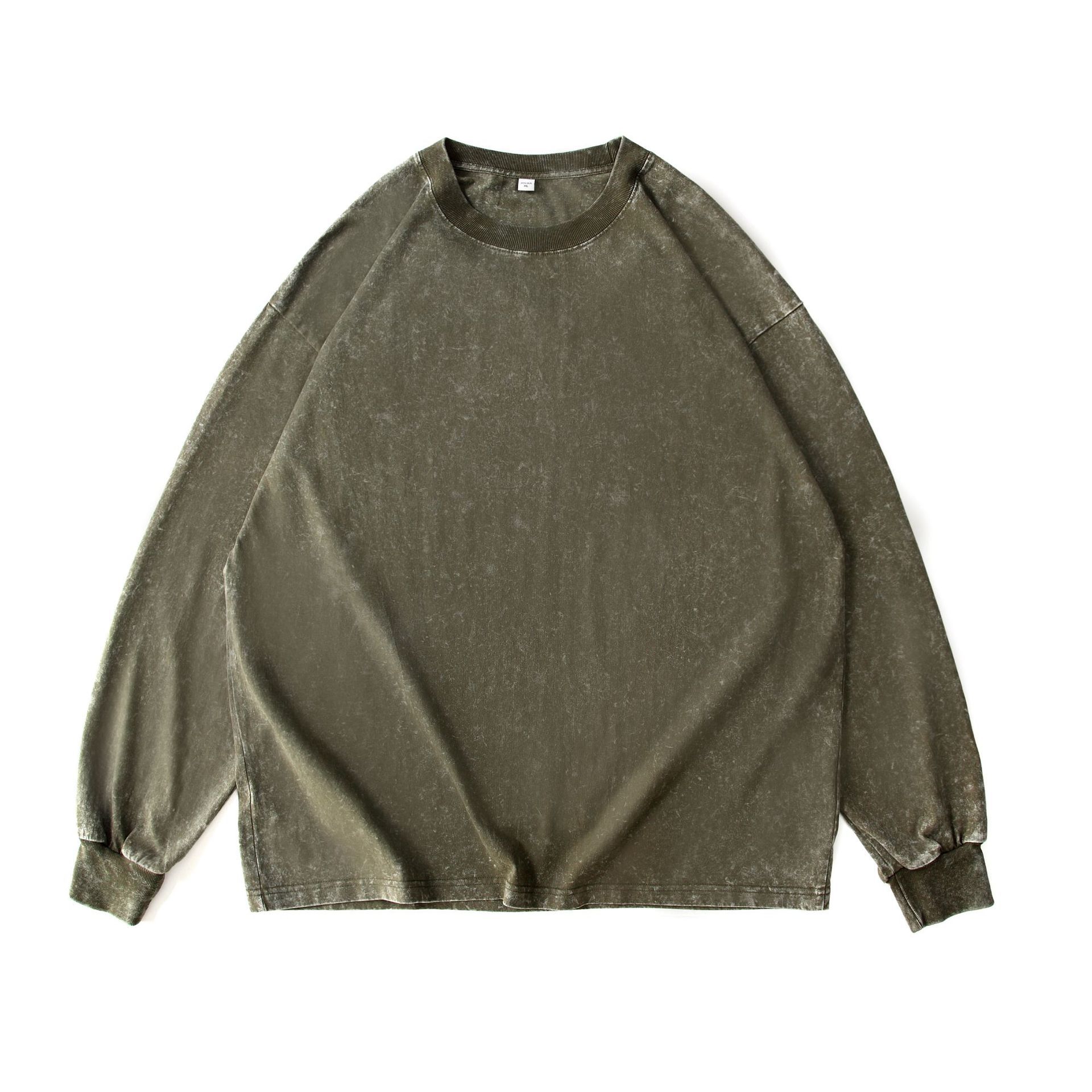 Men's Washed Long-Sleeve T-Shirt, Retro Loose Fit, Versatile Base Layer Top