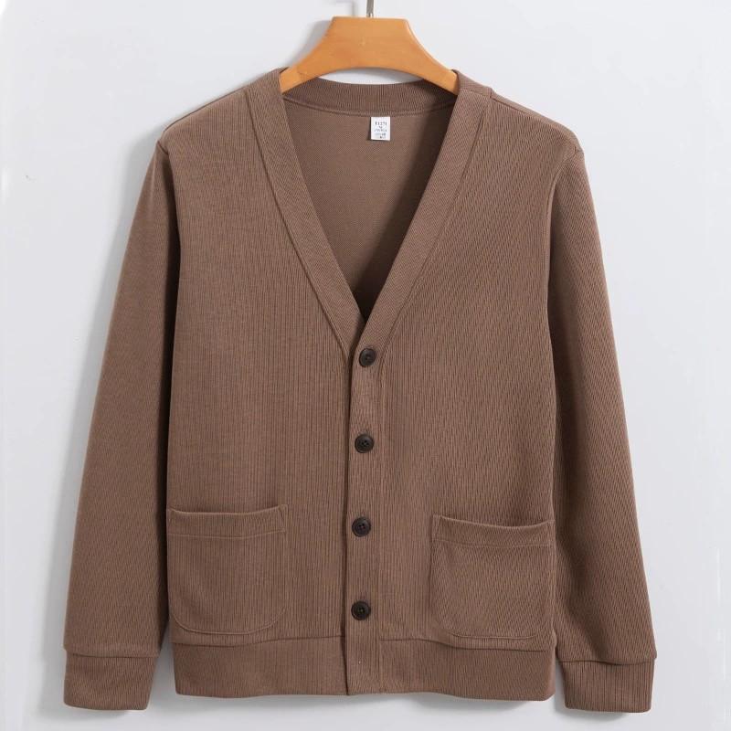 Men's V-Neck Long-Staple Cotton Loose-Fit Knit Cardigan