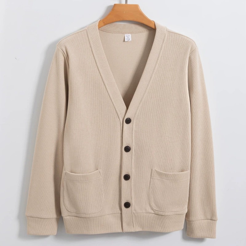 Men's V-Neck Long-Staple Cotton Loose-Fit Knit Cardigan