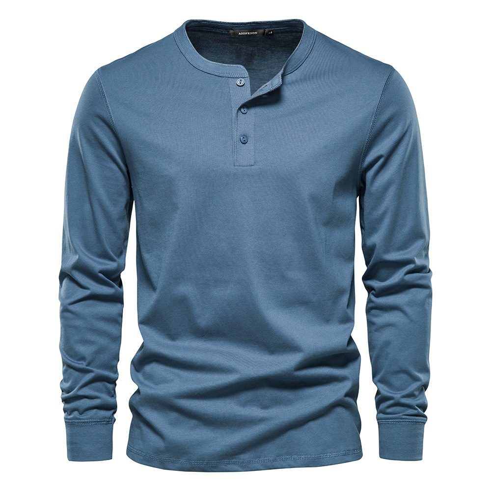 Men’s Clean Style Everyday Comfort Long Sleeve Henley Shirt
