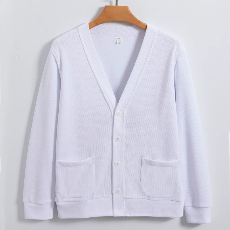 Men's V-Neck Long-Staple Cotton Loose-Fit Knit Cardigan