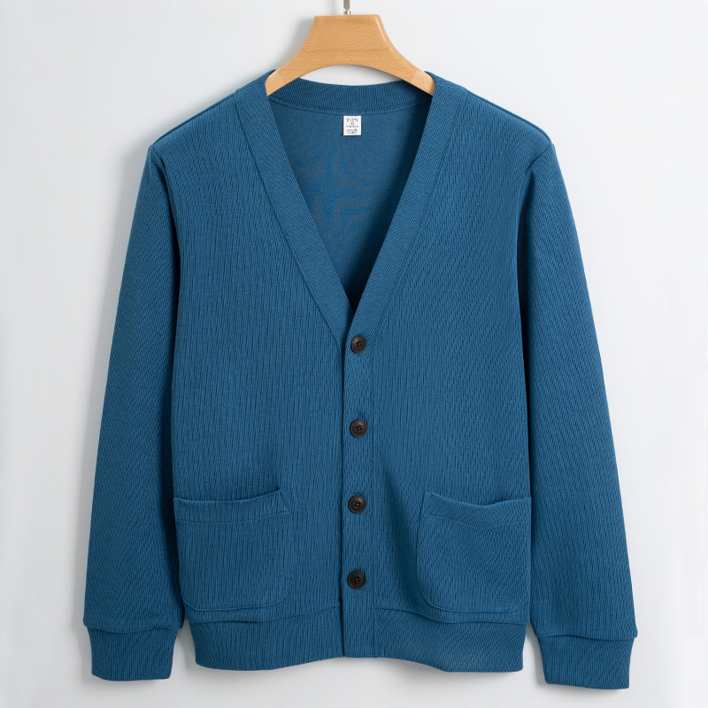 Men's V-Neck Long-Staple Cotton Loose-Fit Knit Cardigan