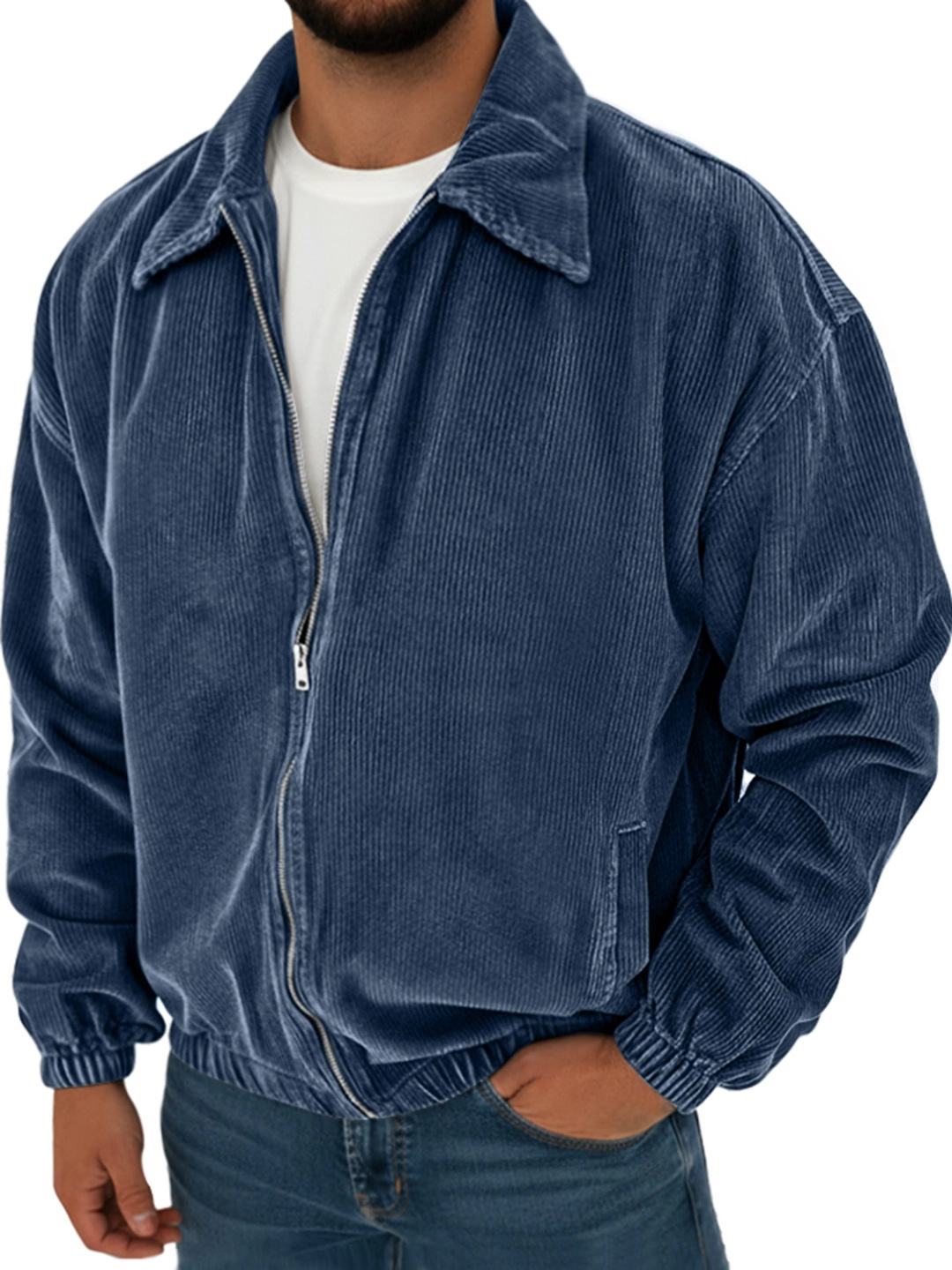 Men's vintage corduroy fashion casual long-sleeved jacket with pockets